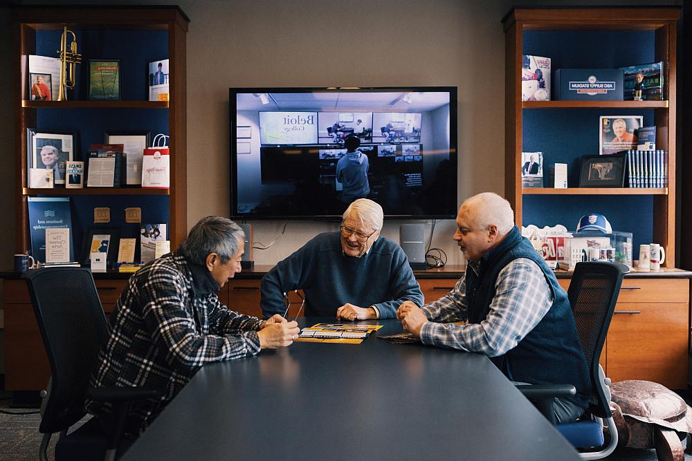 Director of CELEB Brian Morello'85, Professor Emeritus Jerry Gustafson'63, and Professor Emeritus Ian Nie